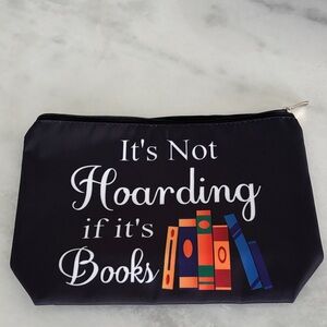 Black Book-Lover Zip Pouch with Colorful Book Accent